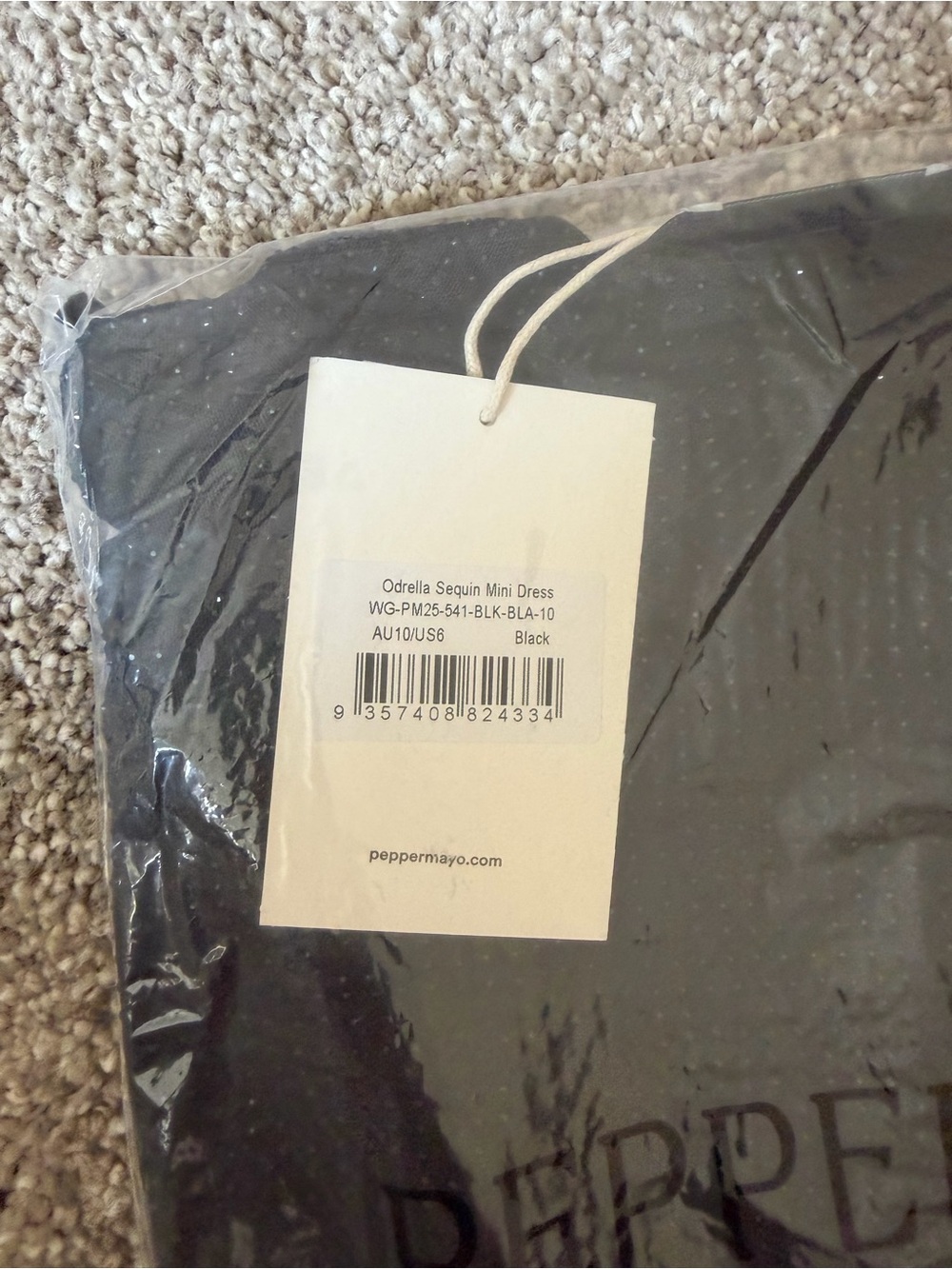 NWT Peppermayo Black Sequin Beaded Halter Mini Dress Size 6 - Picture 4 of 4